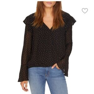 Sanctuary Cori Ruffle wrap front polka dot blouse